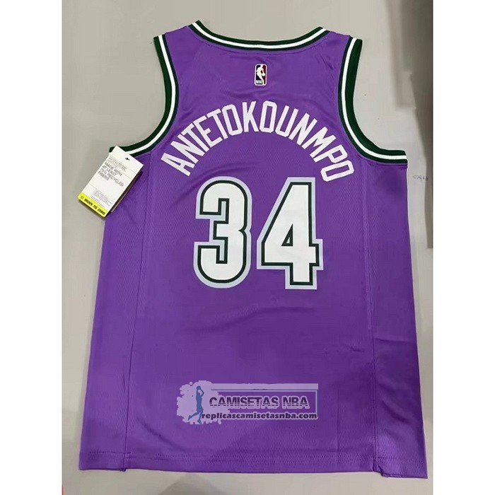 Camiseta Milwaukee Bucks Giannis Antetokounmpo NO 34 Classic 2022-23 Violeta